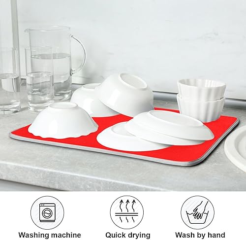 Miniatura 7 de Tapete rojo grande para secar platos, accesorios de cocina, tapete escurridor de platos de microfibra, resistente al calor, 18 x 24 pulgadas