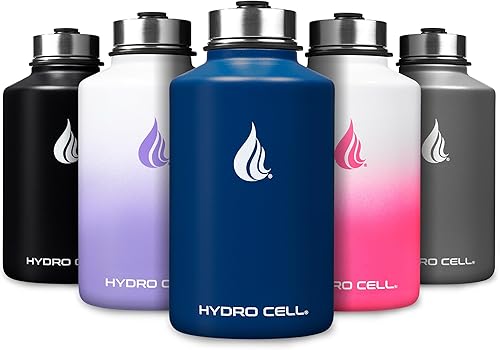Miniatura 147 de HYDRO CELL Botella de agua aislada de acero inoxidable con pajilla, para bebidas frías y calientes, frasco de vacío de metal con tapa de rosca y