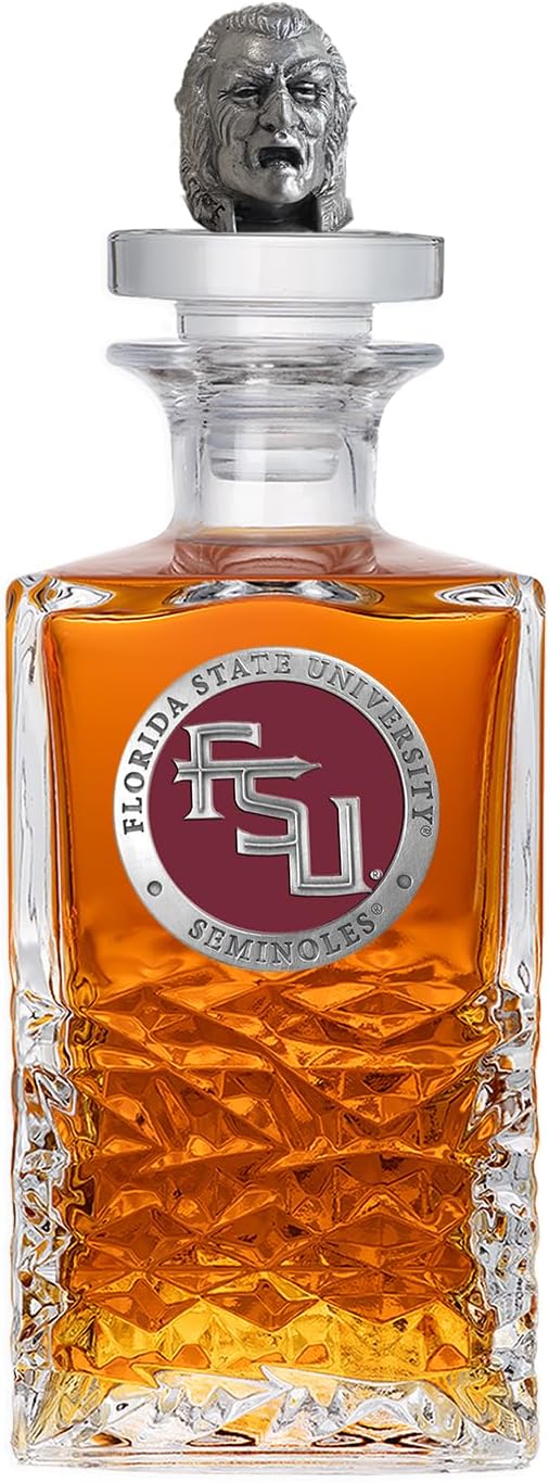 Michigan Heritage Decanter with 3D Stopper | 25 OZ Liquor Pourer | Expertly Crafted Pewter Glass