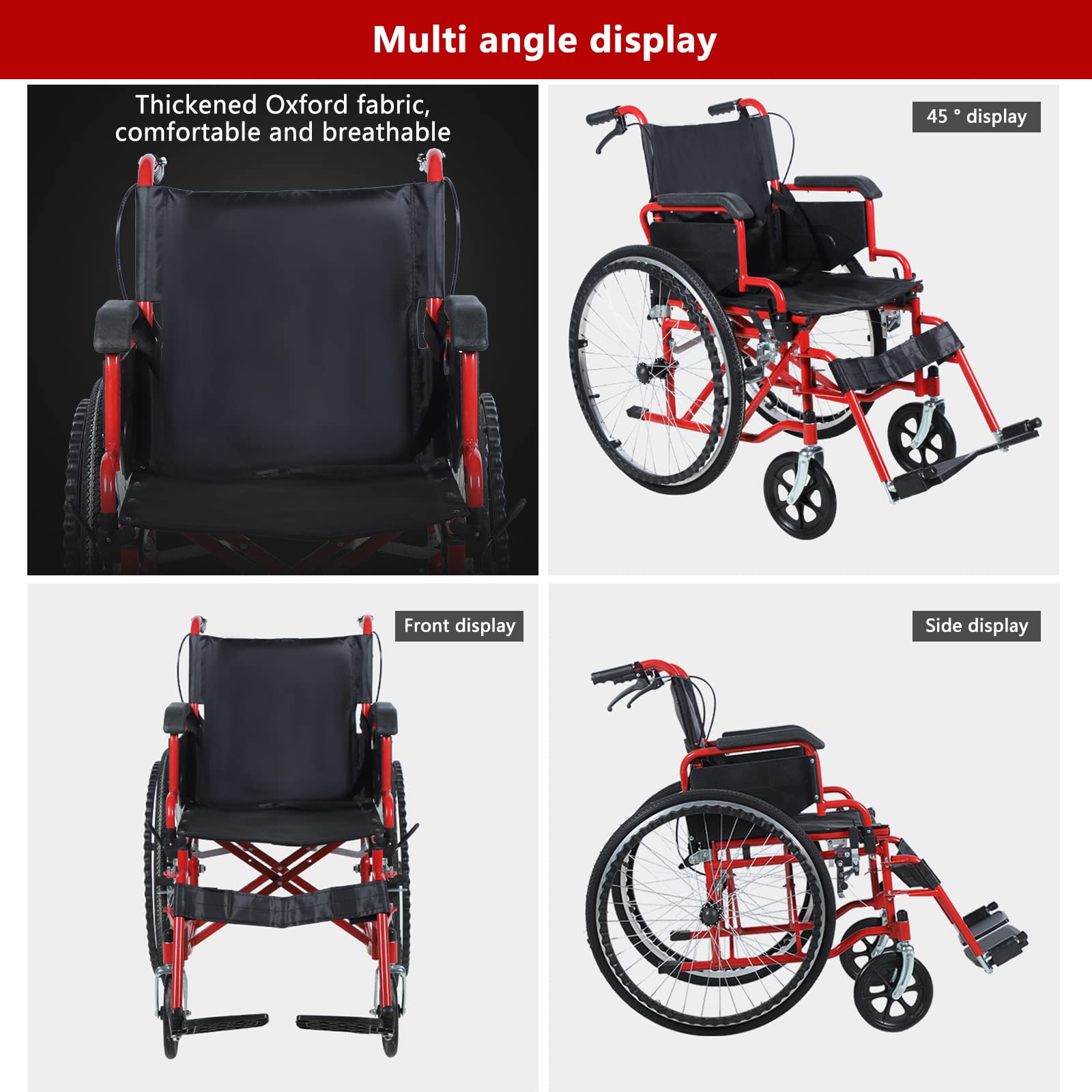 Silla de Ruedas,Silla de Ruedas Manual Ligera,Sillas de Ruedas Plegables Ligeras,Reposapiés Abatibles/Black