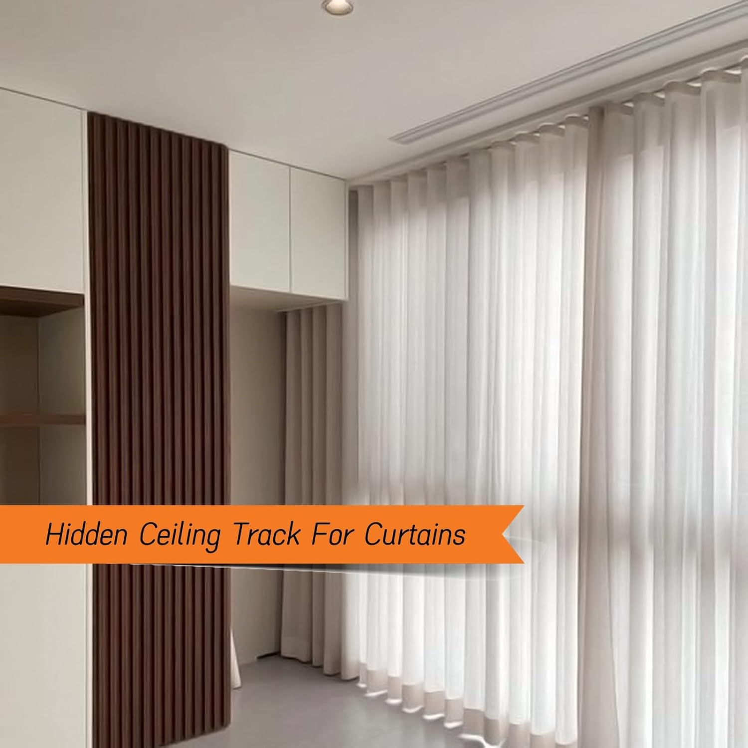 Curtain Track Hidden Curtain Rail System Recessed Ceiling Tracks 70 100 120 160 180 200 300 400cm Heavy Aluminum Drapery Track(White,70cm)