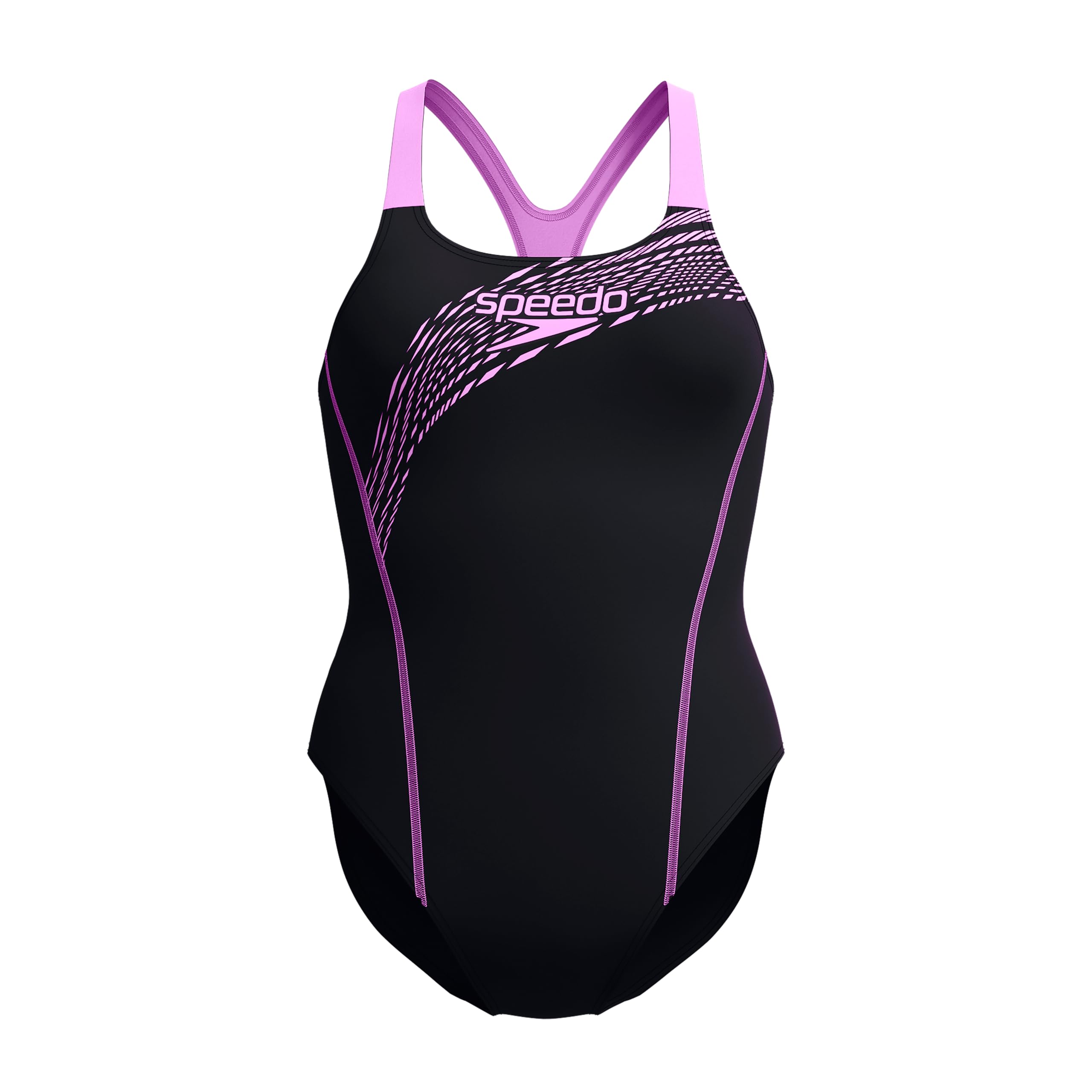 Speedo Damski strój kąpielowy Hyperboom Splice Racerback Kostium kąpielowy Neon Violet Rozmiar 86 cm Około UK 11