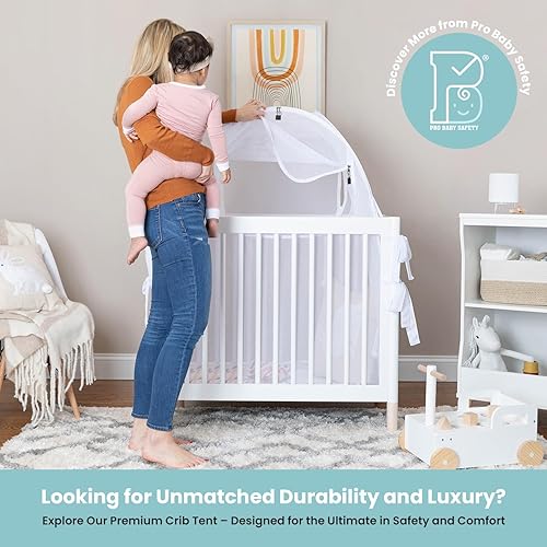 Miniatura 41 de Tienda de campaña para cuna de malla transpirable para evitar que el bebé salga, toldo de red para cuna con cierre automático y pestillo de Gris