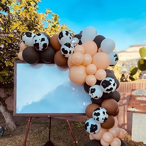 Miniatura 3 de Globos con Estampado de Vaca Marrón Sonrosado Decoraciones de Cumpleaños Vaquero Fiesta de Granja Occidental 60pcs 12 pulgadas Globos de Látex de