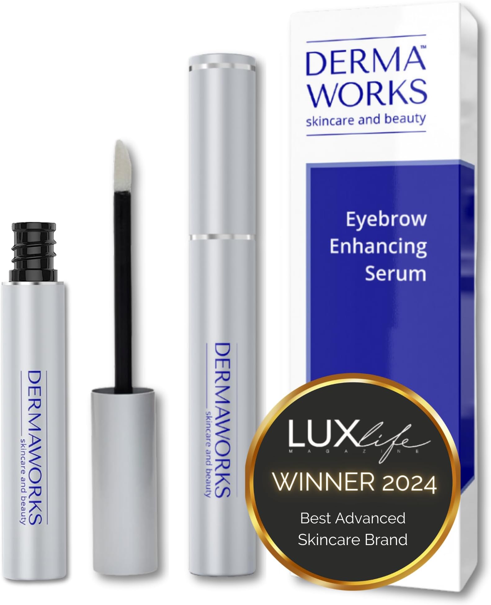 ADVANCED EYEBROW GROWTH SERUM – Peptide Brow Serum for Fuller, Thicker Eyebrows – Brow Growth & Conditioning – Oil-Free Alternative to Castor Oil – 60 Day Formula by DERMAWORKS