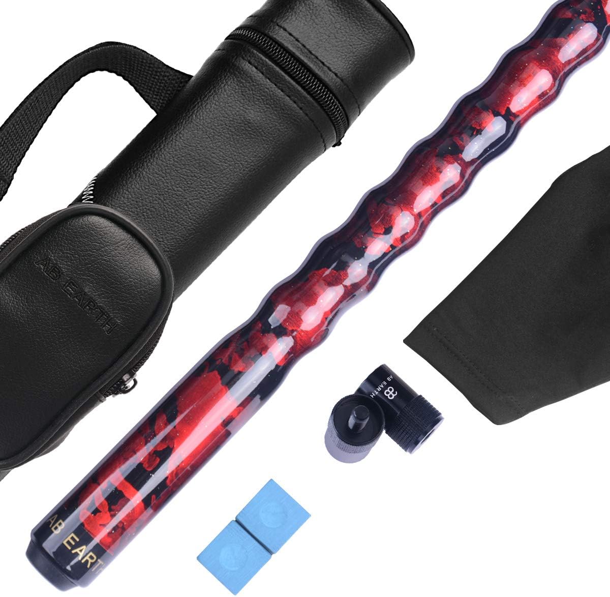 2-Pieces Pool Cue Stick - 58" Canadian Maple Billiard Cue with Hard Case, 4 in 1 Tip Tool, 3 Finger Glove and Chalks