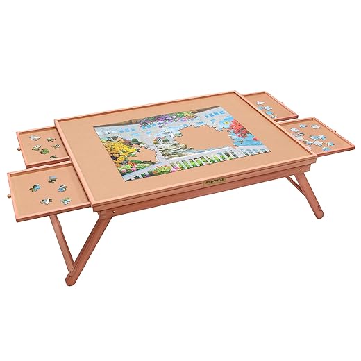 Bits and Pieces - Standard Puzzle Plateau Lounger with Cover - Puzzle Accessories & Storage - Portable 1000 pc Puzzle Table with Legs - 21" x 29"