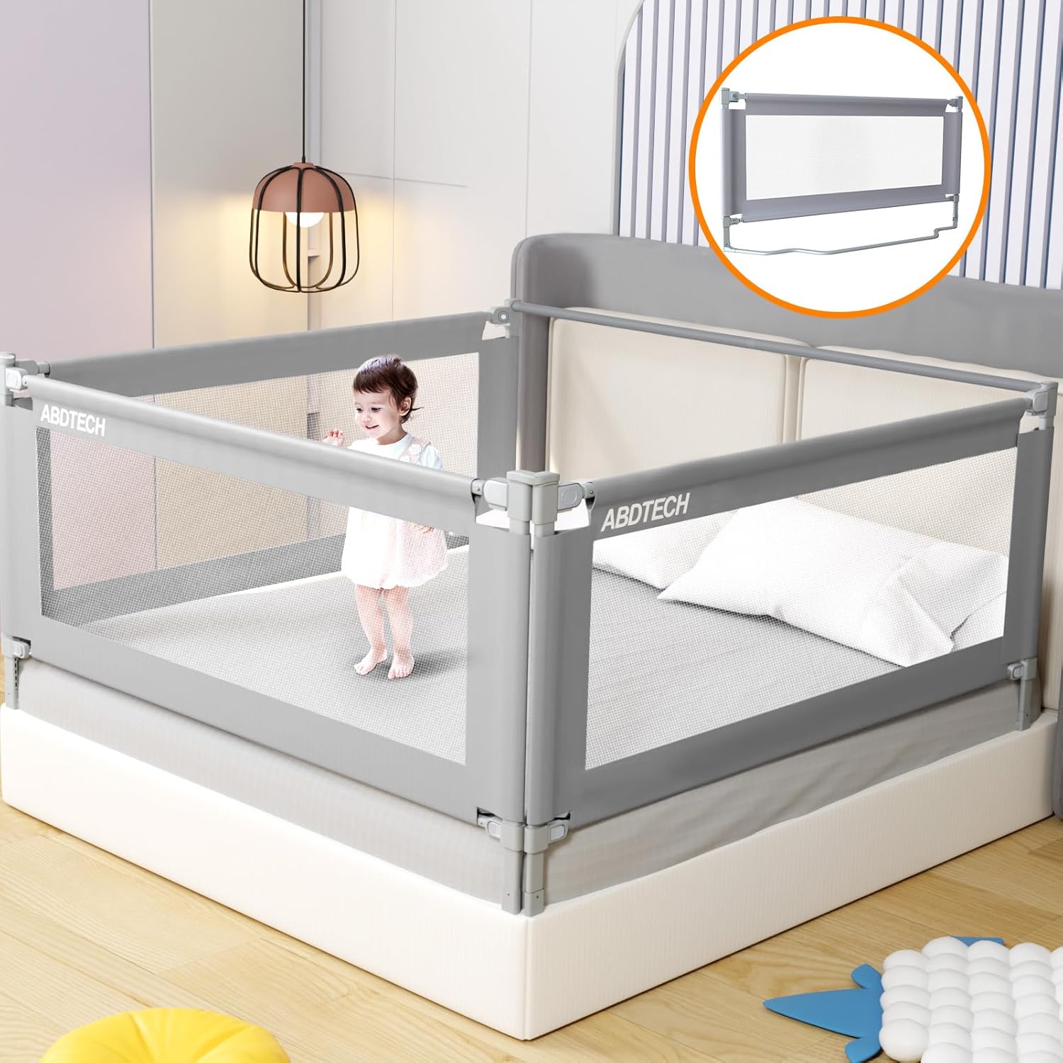 Bed Guard Rail for Toddlers - Safety Toddler Baby Bed Rail Guard with Reinforced Large S-Shape, Infants Height Adjustment Guardrail for Queen King Size Full Size Bed - 1 Pack, 78.74''