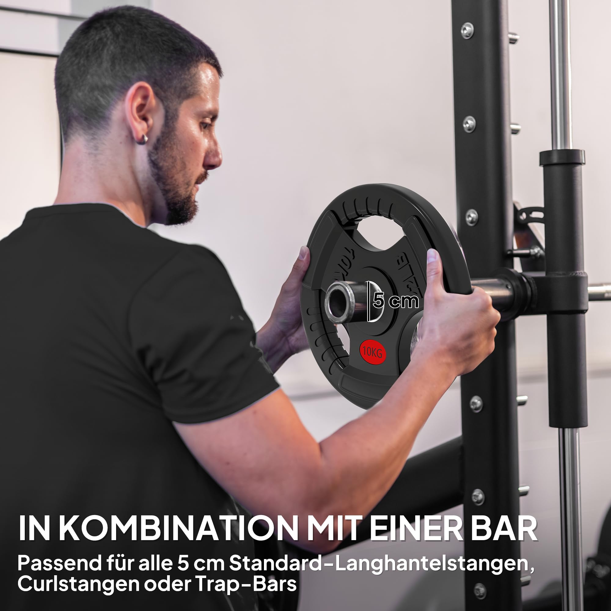 SPORTNOW 2er-Set Hantelgewichte, 2 Gewichte, Hantelscheiben-Set, Gewichtsscheiben für 5 cm Hantelstange, Ø 50 mm Bohrung, Schwarz