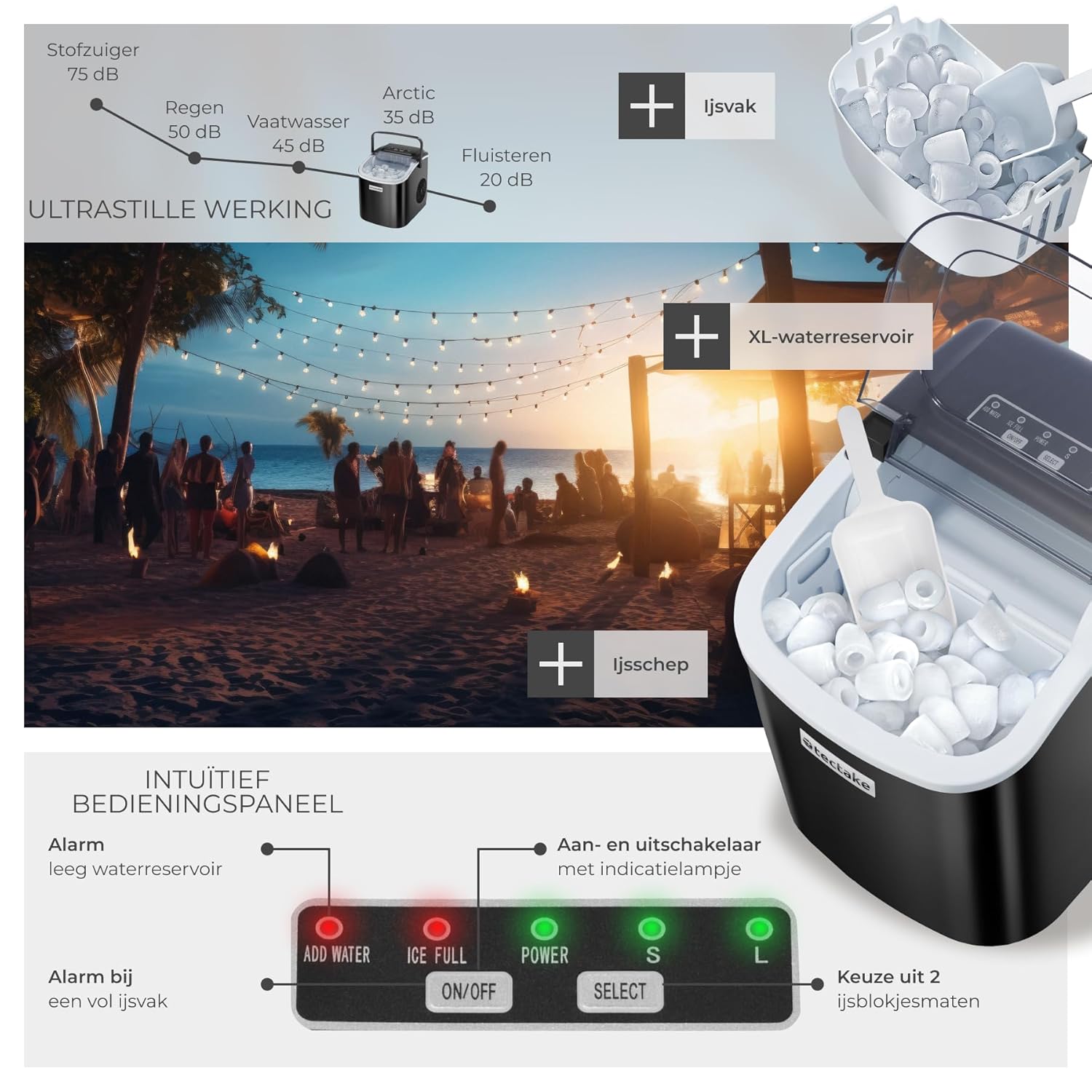 Ice basket and scoop inside tectake Arctic Ice Maker