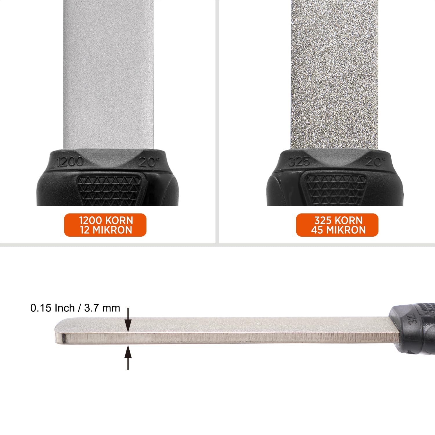 SHARPAL 127N Dual-Grit Diamant-Schleifstein mit Lederstreifen, Werkzeugschärfer zum Schärfen von Messer, Axt, Rasenmähermesser, Gartenschere und allen Klingenkanten, Grobe/Extrafeine 325/1200 Körnung