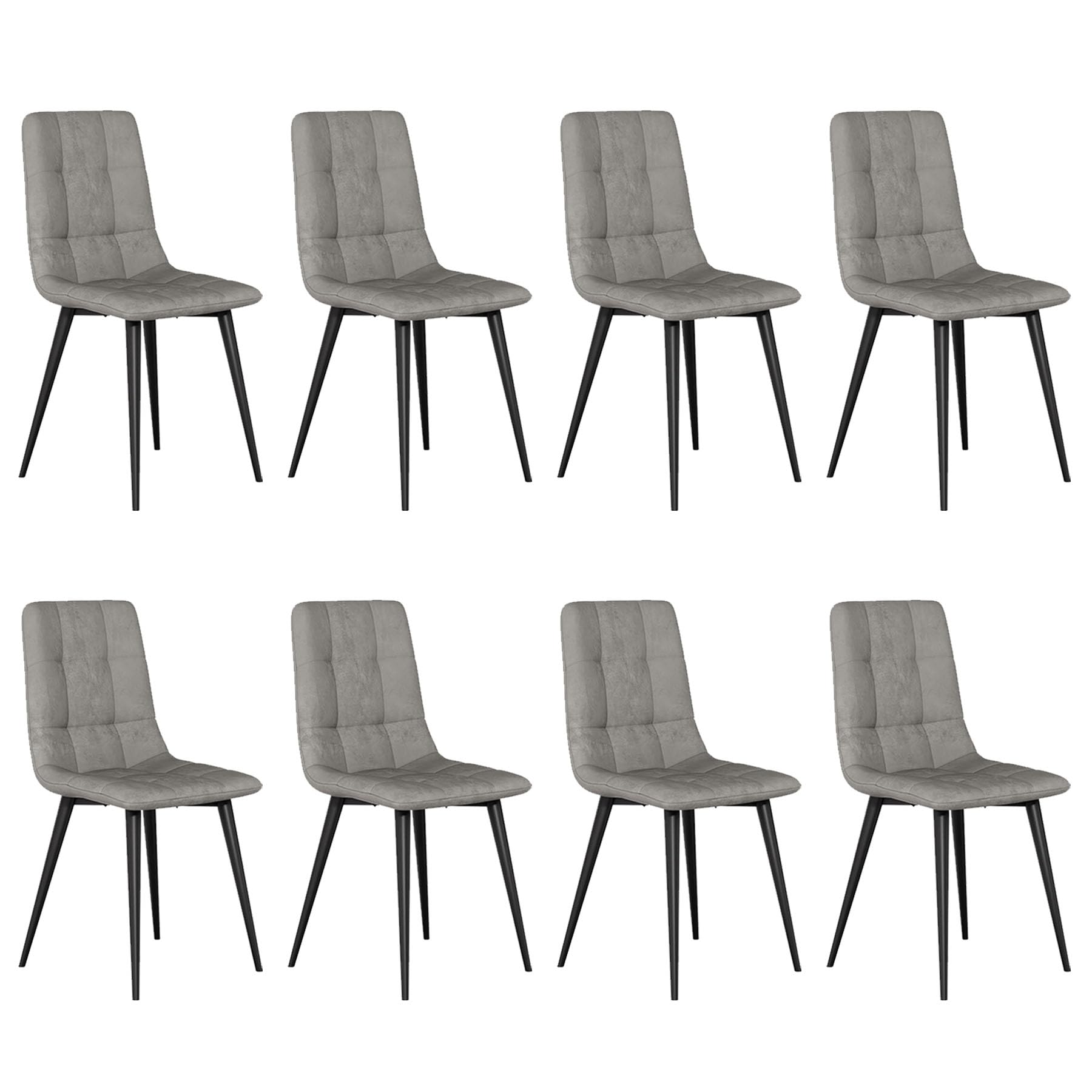 JMGJOY Velvet Dining Chairs Set of 8 Modern Upholstered kitchen Chairs Dining Room Chair Max.120kg Metal Legs Padded Seat Backrest for Living Room Bedroom, Gray