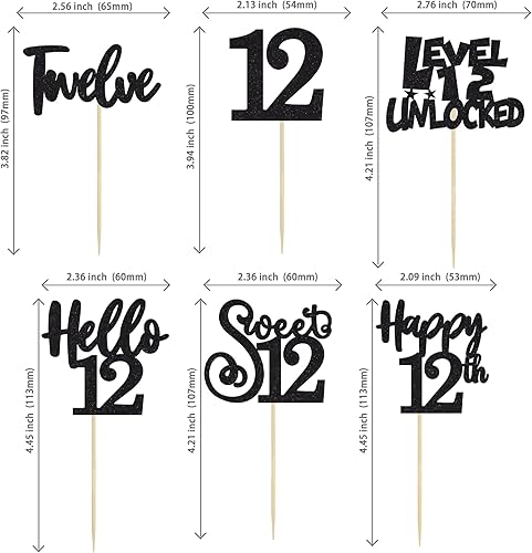 Miniatura 94 de 36 piezas de decoración para cupcakes de 10º cumpleaños con purpurina negra Hello 10 Ten Cupcake Picks Sweet 10 Double Digits Cake Decor for 10th