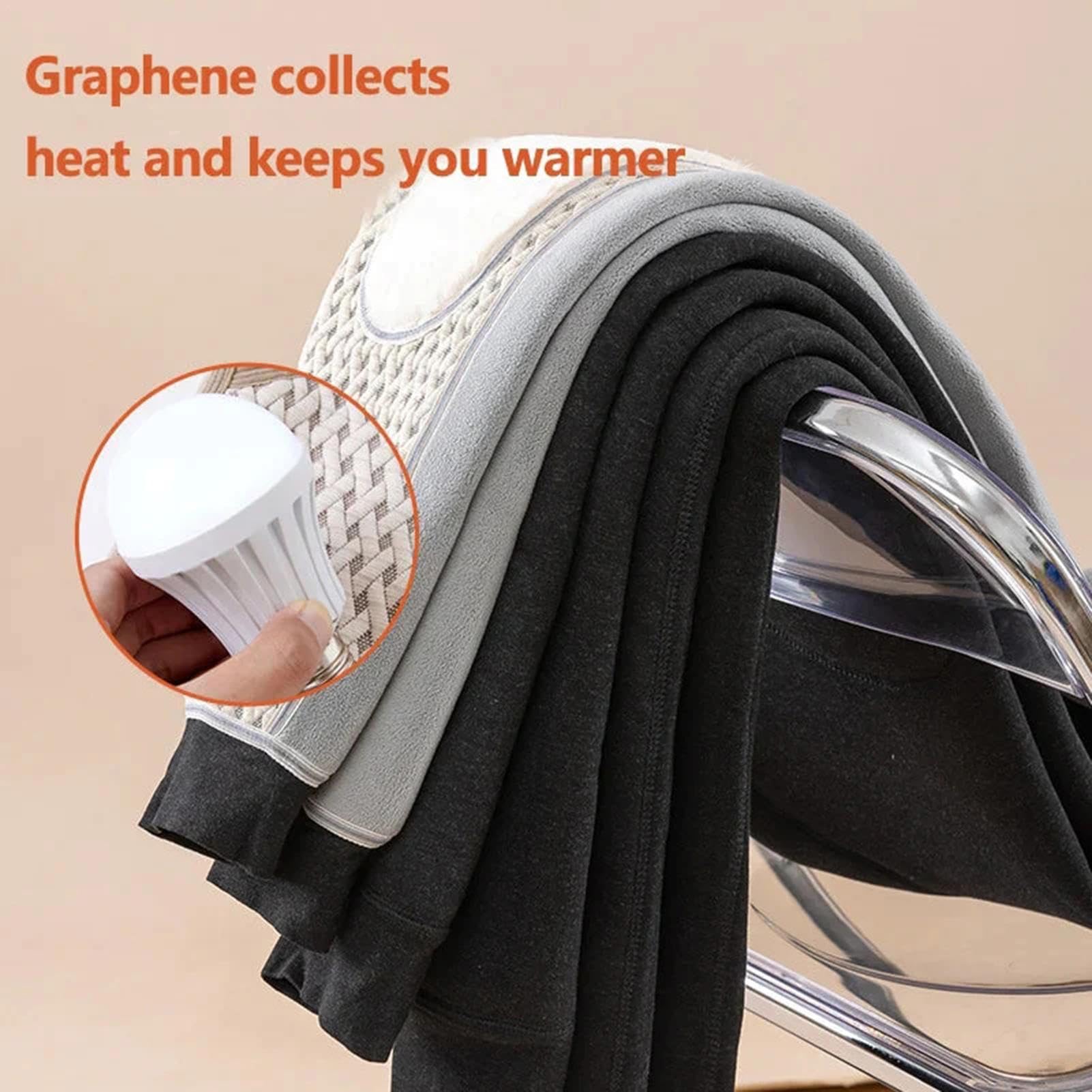 Genérico Collant con fodera in pile, pantaloni termici da uomo, leggings lunghi riscaldati in grafene, leggings caldi, pantaloni spessi, collant a vita alta per l'inverno