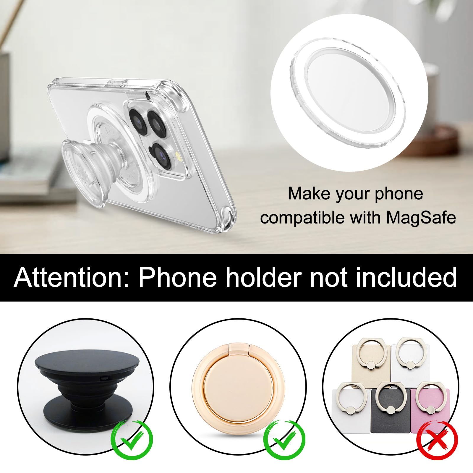 Magnet-Basis Für PopSocket & Ringhalter – Transparent, Dünn, Kompatibel Mit IPhone & Co.