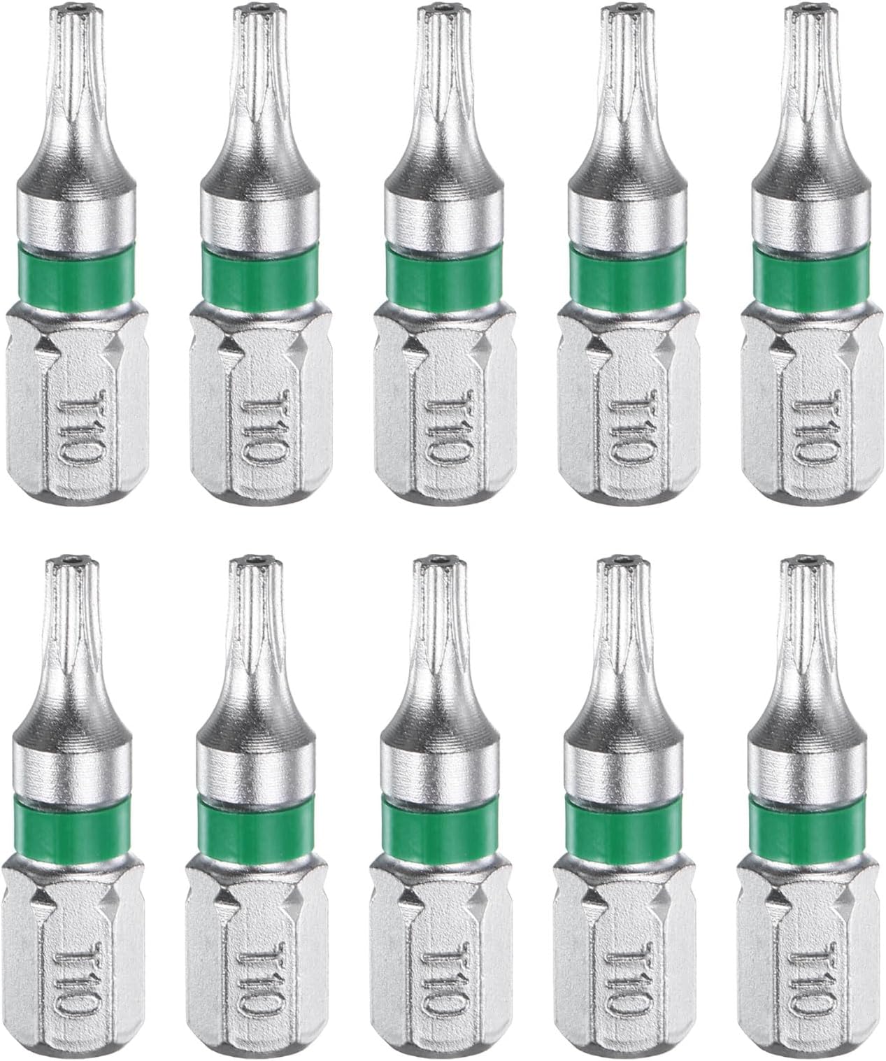HARFINGTON 10pcs Torx Screwdriver Bit T10H 1/4" Hex Shank 25mm/1" Length Magnetic Star 6 Point Head Hex Bits S2 Steel Electric Screw Driver Bit with Hole Torx Head