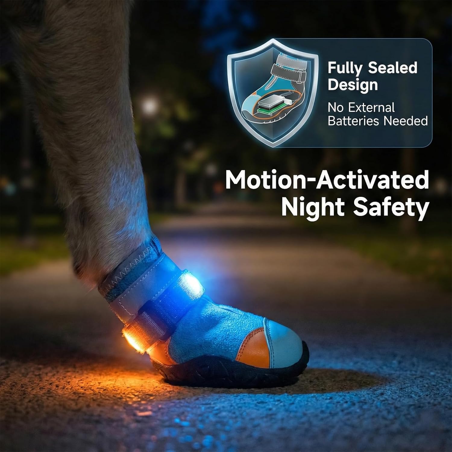 Breathable Light Up Shoes for Dogs & Cats, Anti Slip LED Motion Activated Paw Protectors for Night, Motion-Activated Visibility Pet Shoe (4pcs,5)