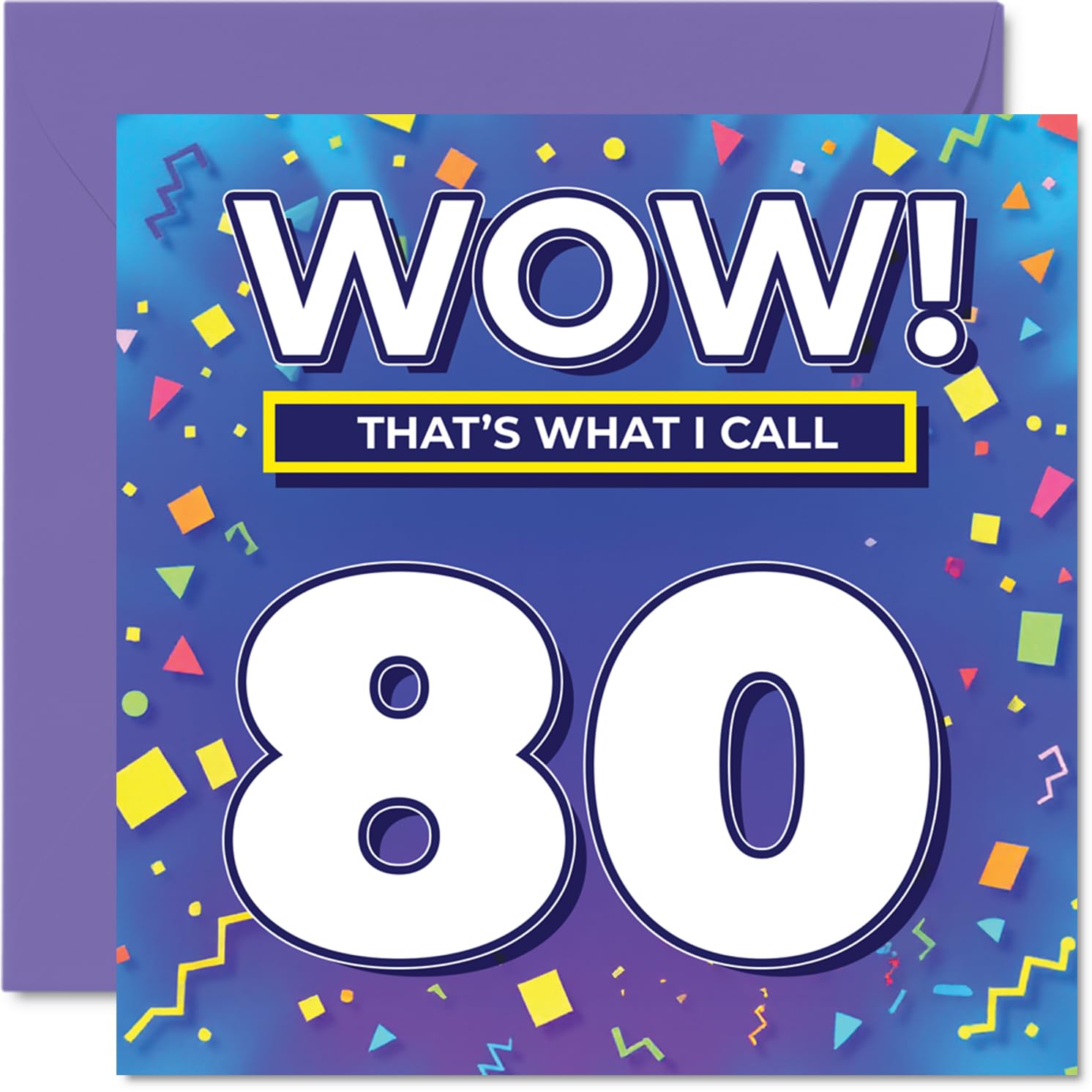 80th Birthday Cards for Men Women - WOW Thats What I Call - Happy Birthday Card for 80 Year Old Man Woman Grandad Auntie Nanny Nan, 145mm Bday Greeting Cards