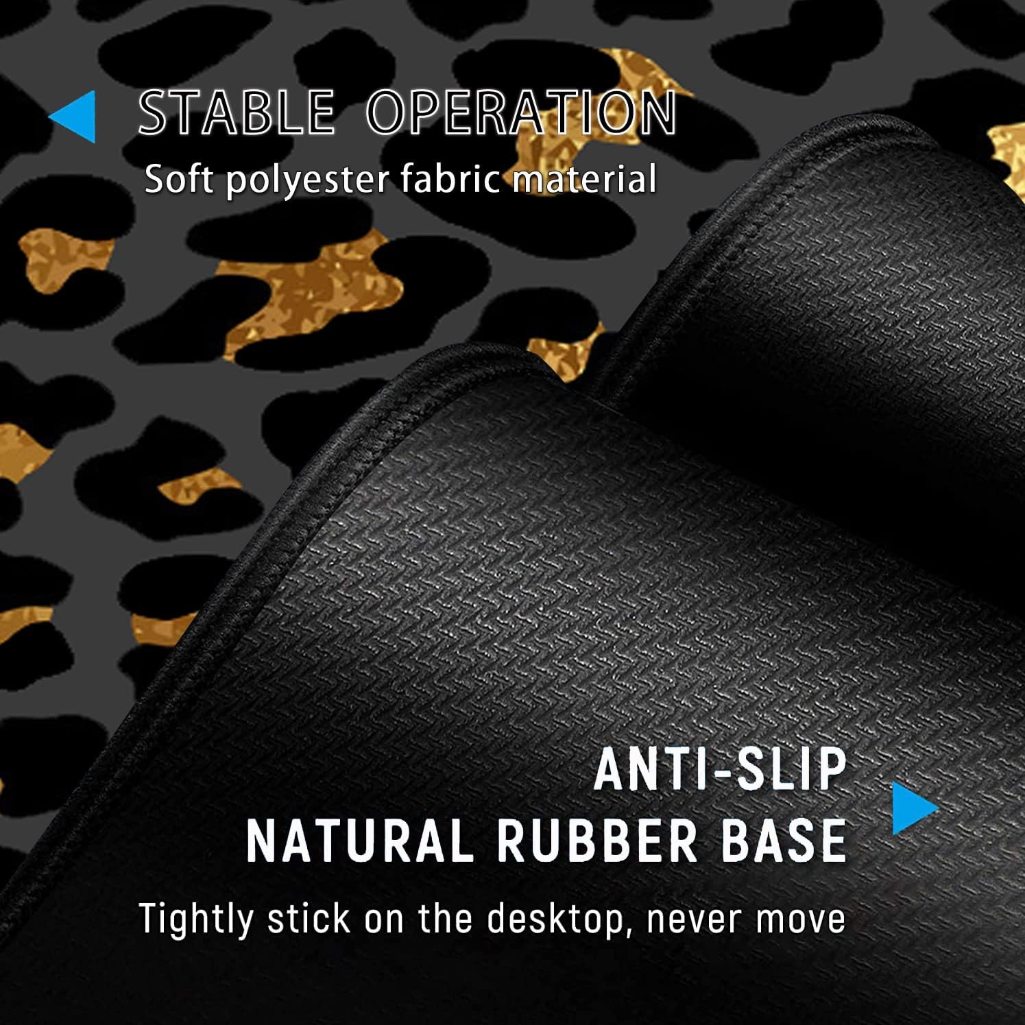 Desk Pad, Keyboard Mouse Pad Set, Extended Gaming Mouse Pad+ Ergonomics Memory Foam Wrist Rest Support, 31.5x11.8in Waterproof Large Mouse Pad for Home Office, Gold & Black Leopard XXL Mouse Mat