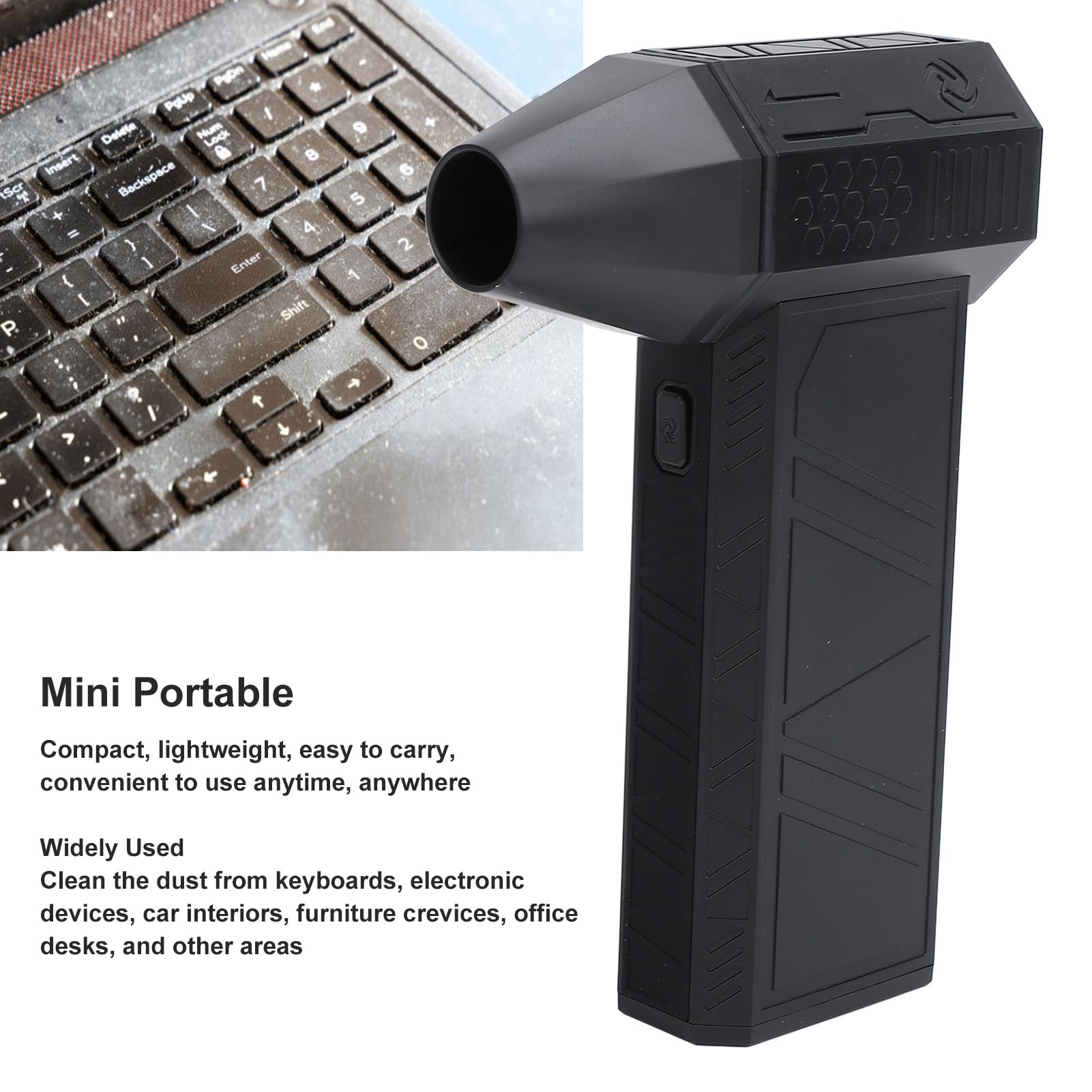 Jet Dry Mini Blower, Krachtige 130.000 RPM Elektrische Luchtstofzuiger, 3 Snelheden Verstelbaar, Snel Opladen, voor Het Reinigen van Computers, Laptops, Auto's, Opblaasbare