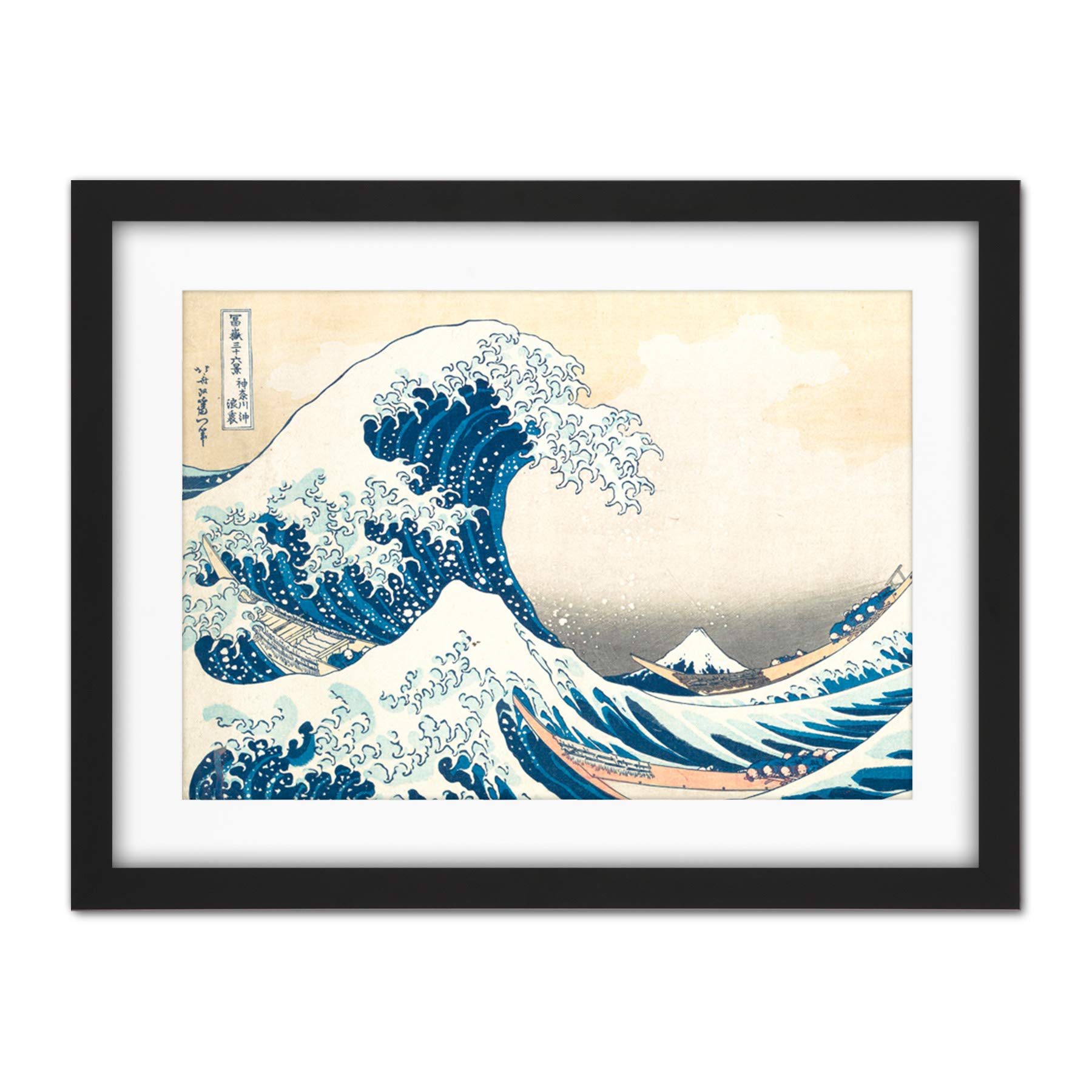 Wee Blue Coo Hokusai Great Wave Off Kanagawa Artwork Framed Wall Art Print 18X24 Inch