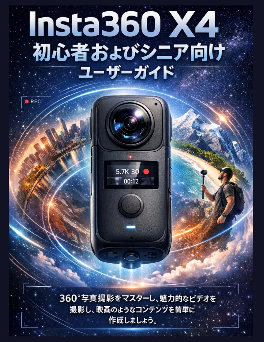 Insta360 X4 初心者およびシニア向けユーザーガイド: 360°写真撮影をマスターし、魅力的なビデオを撮影し、映画のようなコンテンツを簡単に作成しましょう。