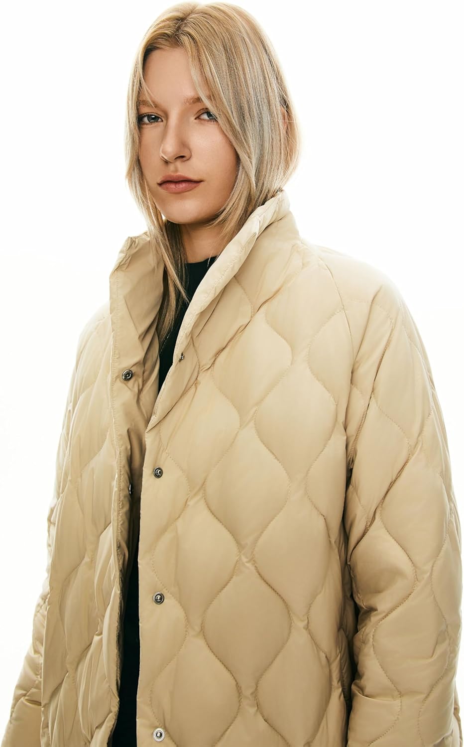 Orolay Women's Oversized Quilted Puffer Jacket Lightweight Insulated Casual Long Sleeve Padded Coat with Pockets - Image 3