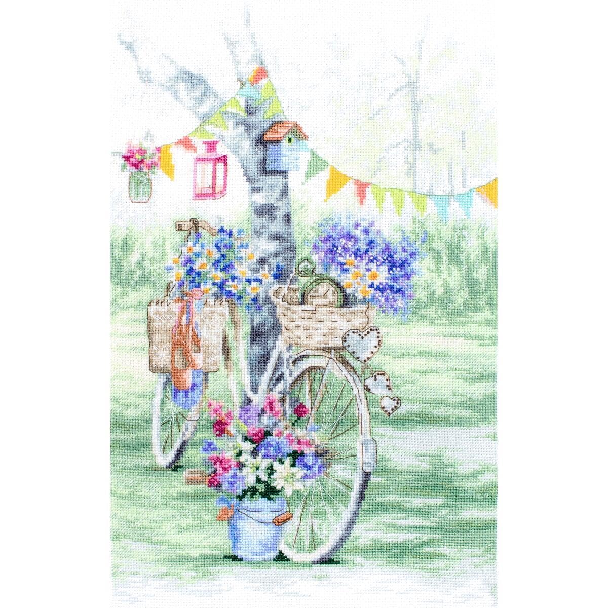 Kit point de croix Vélo décoré LetiStitch LETI 971 cadeau créatif