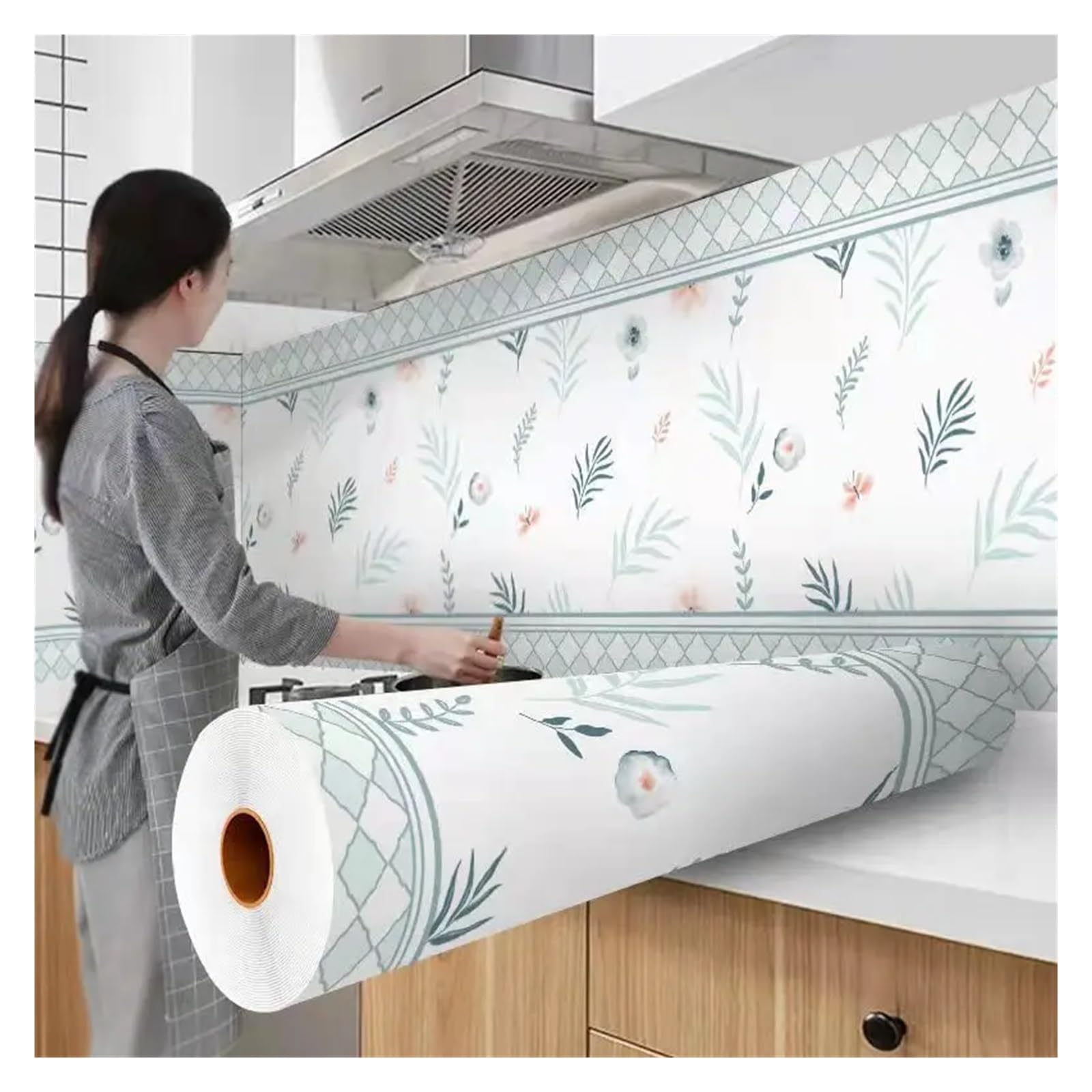 Ayztantine Self-Adhesive Wallpaper Kitchen Stove Oil-Proof Sticker Waterproof High Temperature Resistant Wallpapers Decoration(Color 11,5mx60cm)
