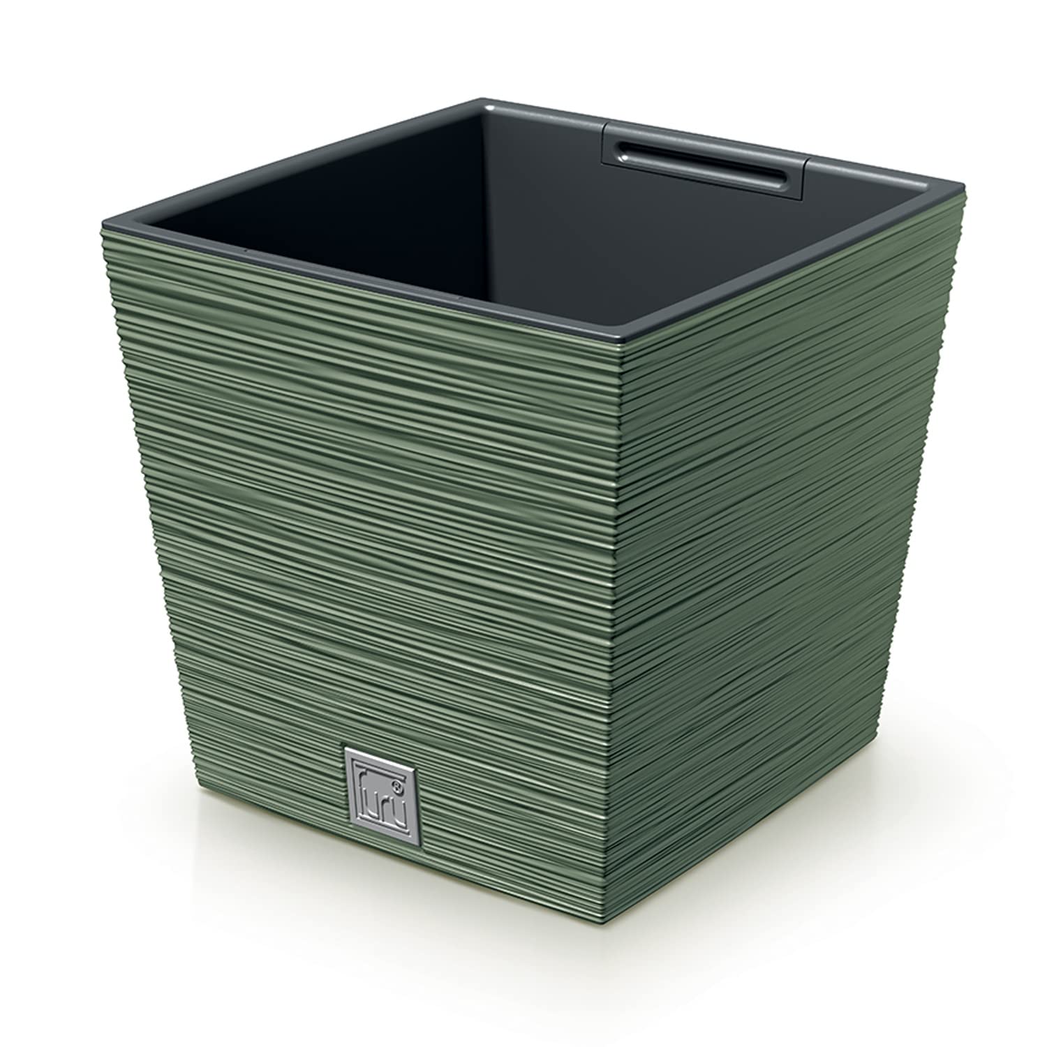 Prosperplast Ground Planter with Tank Furu Collection 29.5 x 29.5 x 29 cm, 14 L Capacity, Green, Terra, 29,5 x 29,5 x 29 cm