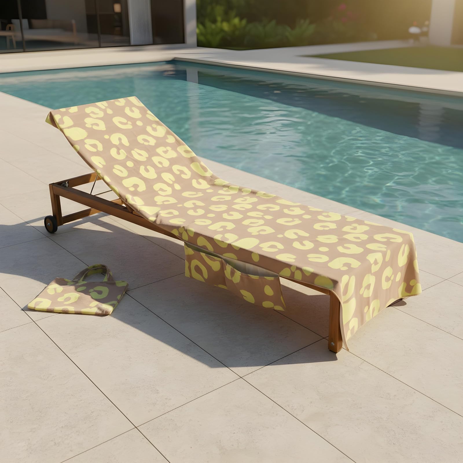 Ohs Leopard Beach Towel With Bag Quick Dry Absorbent Travel Spa from B&Q