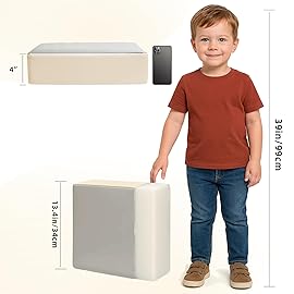 Eiury Toddler Booster Seat Dining Table Kitchen Chair, Waterproof Anti-Scratch PU Cushion, Non-Slip Bottom, Adjustable Buckle Straps, Easy Clean Portable Seat Cushion (Grey+White)