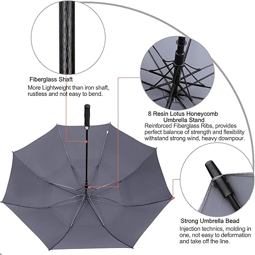 Miniatura 206 de G4Free - Paraguas de golf de apertura automática de 47, 54, 62 y 68 pulgadas - Paraguas extragrande con doble toldo, ventilado, a prueba de viento