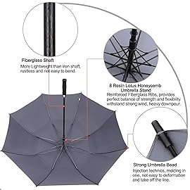 G4Free 54 Inch Semi-Automatic Open Golf Umbrella Extra Large Oversize Windproof Double Canopy Vented Waterproof Stick Umbrellas Gray