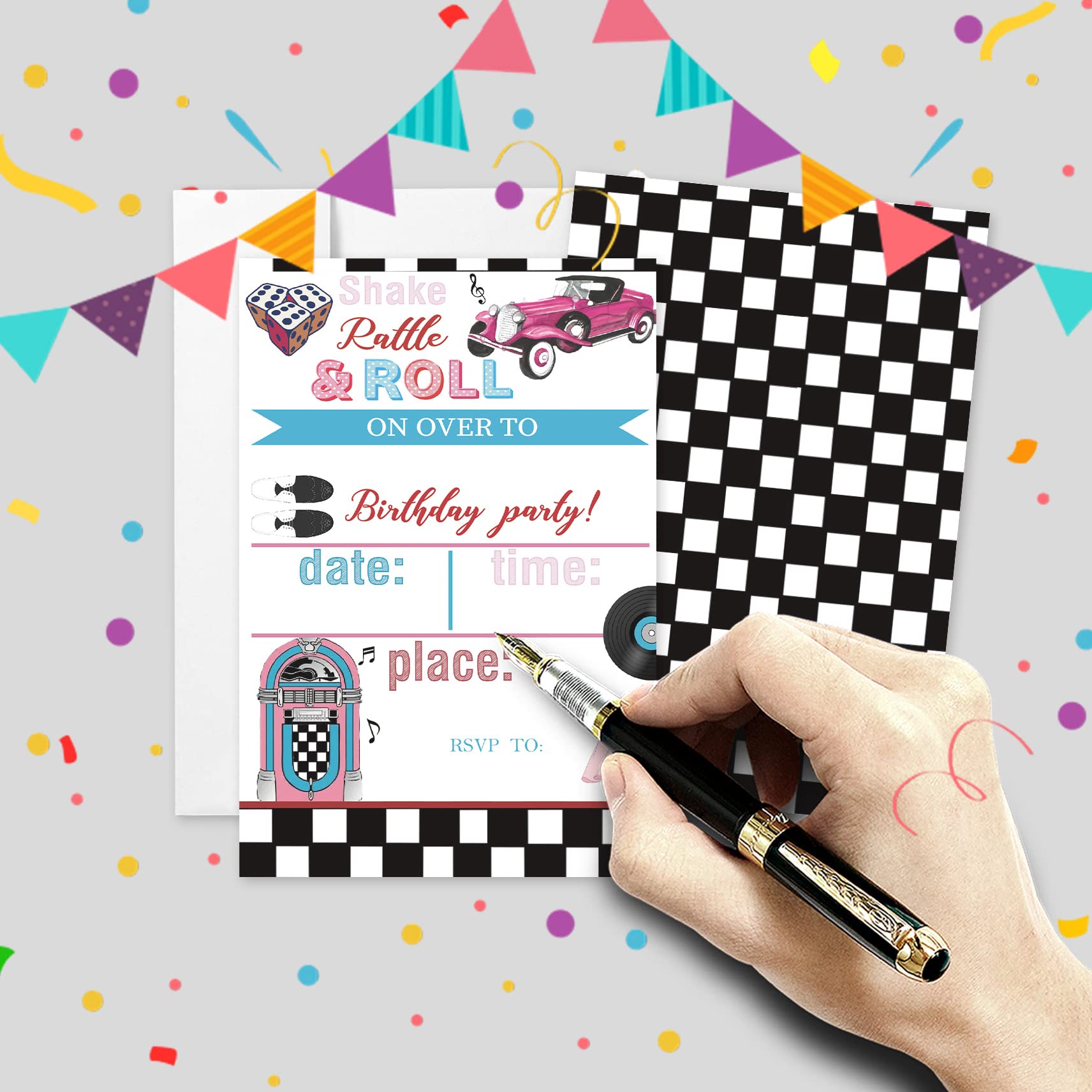 amazon-com-20-sets-50-s-sock-hop-birthday-party-invitations-with-envelopes-retro-1950-s-jukebox-checkered-double-sided-printed-birthday-party-invitation-invite-cards-for-teen-girls-boys-50-s-birthday-invites-home-kitchen for Free Printable 50 S Party Invitation Templates Free Amazon.com : 20 Sets 50's Sock Hop Birthday Party Invitations With Envelopes,Retro 1950's Jukebox Checkered Double-sided Printed Birthday Party Invitation Invite Cards for Teen Girls Boys,50's Birthday Invites : Home & Kitchen for Free Printable 50 S Party Invitation Templates Free