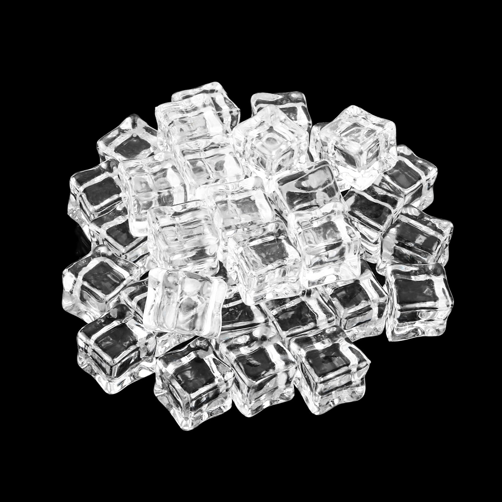 200 cubitos de hielo decorativos reutilizables, 18 mm de plástico artificial, cubos de hielo artificiales transparentes, cubos de hielo de plástico, para centros de mesa, accesorios