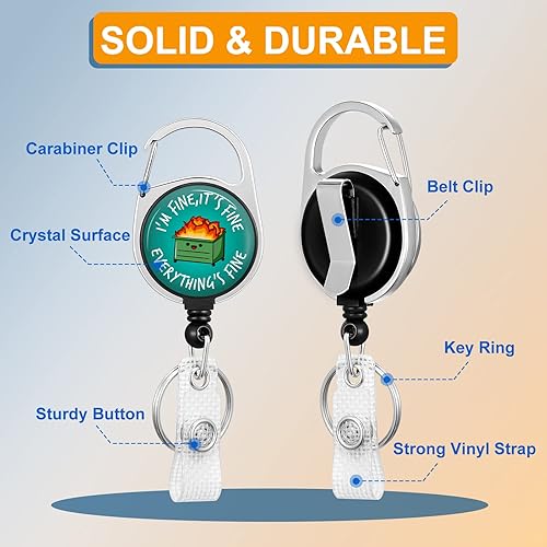 Miniatura 2 de Portatarrete de insignia Plifal con carrete retráctil, lindo y divertido clip de insignia con nombre para identificación, etiqueta de trabajo, clip