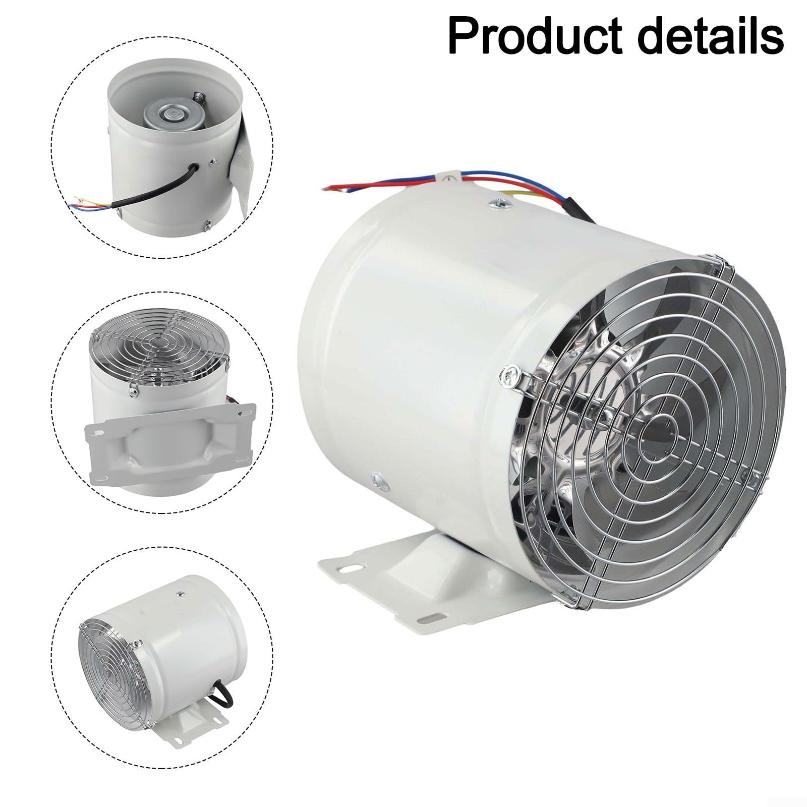 Ventola di aspirazione da 150 mm, 600 m³/h, condotto ad alto flusso d'aria | Volume d'aria di 600 m³/h, 7 lame metalliche, bassa resistenza, flusso d'aria stabile, rimozione efficiente del fumo