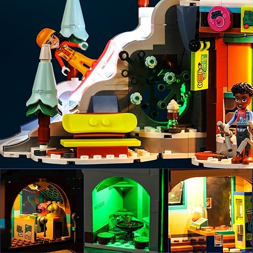 Miniatura 4 de BrickBling Kit de luz LED para Lego Holiday Ski Slope y Café, versión musical compatible con Lego 41756-No incluye modelo
