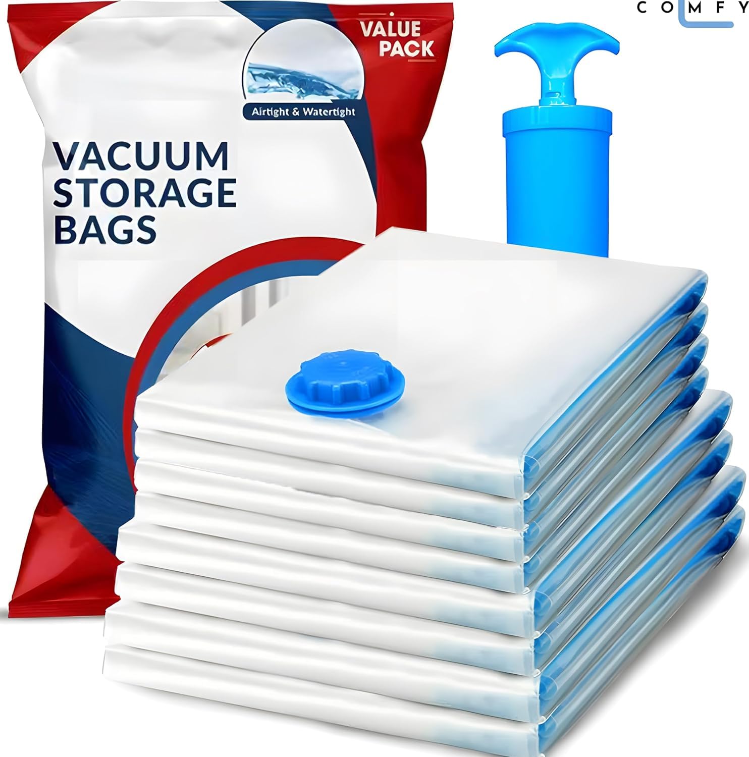 Tingyee9 Pack Vacuum Storage Bags, Space Saver Vacuum Bags (2 Extra Large 120x100cm,3 Large 70x100cm, 3 Medium 60x80cm) for Clothes,Comforters, Blankets, Pillows Compression Bag with Travel Hand Pump