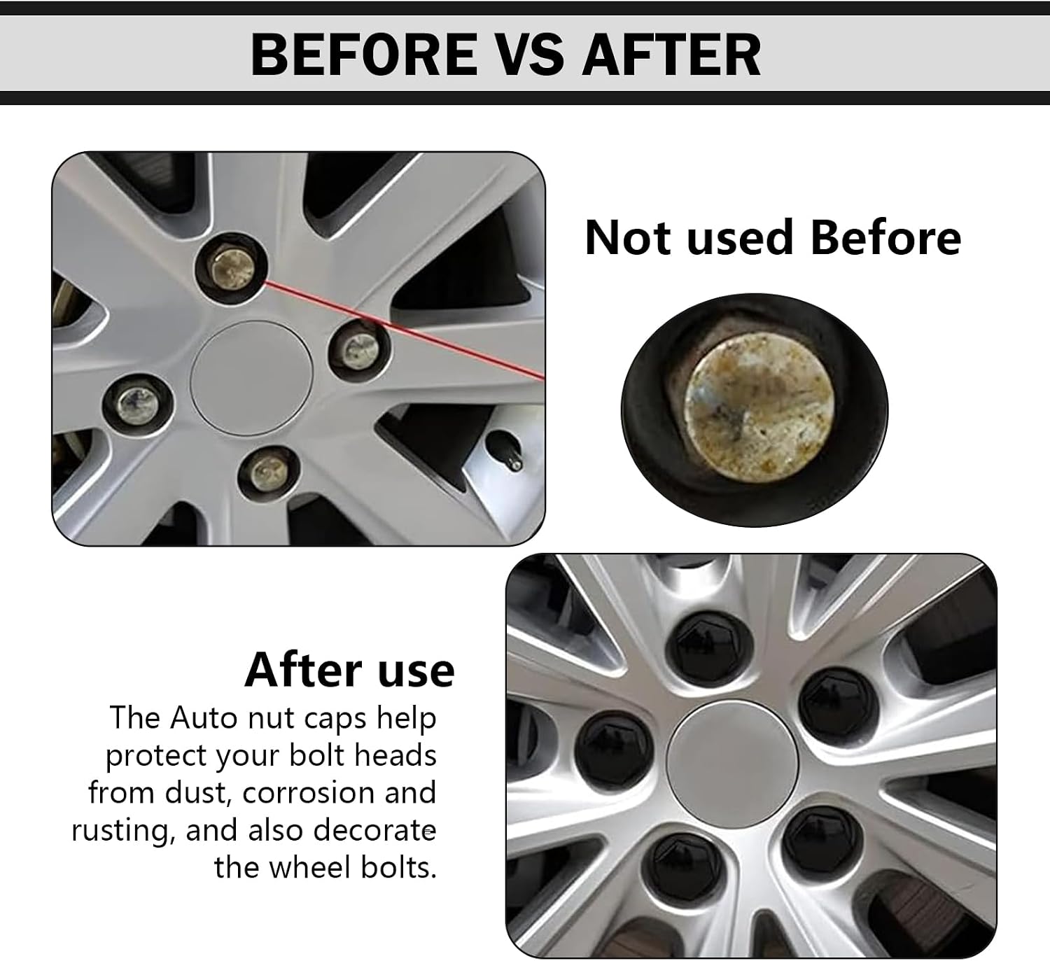 Shakas 20 PCS Wheel Nut Caps, Hexagonal Tire Nut Rust and Dust Protection Cover, Plastic Housing Wheel Center Bolt Anti-fading Decorative Cover with Removal Tool, for Most Cars Trucks (Black # 19 mm)