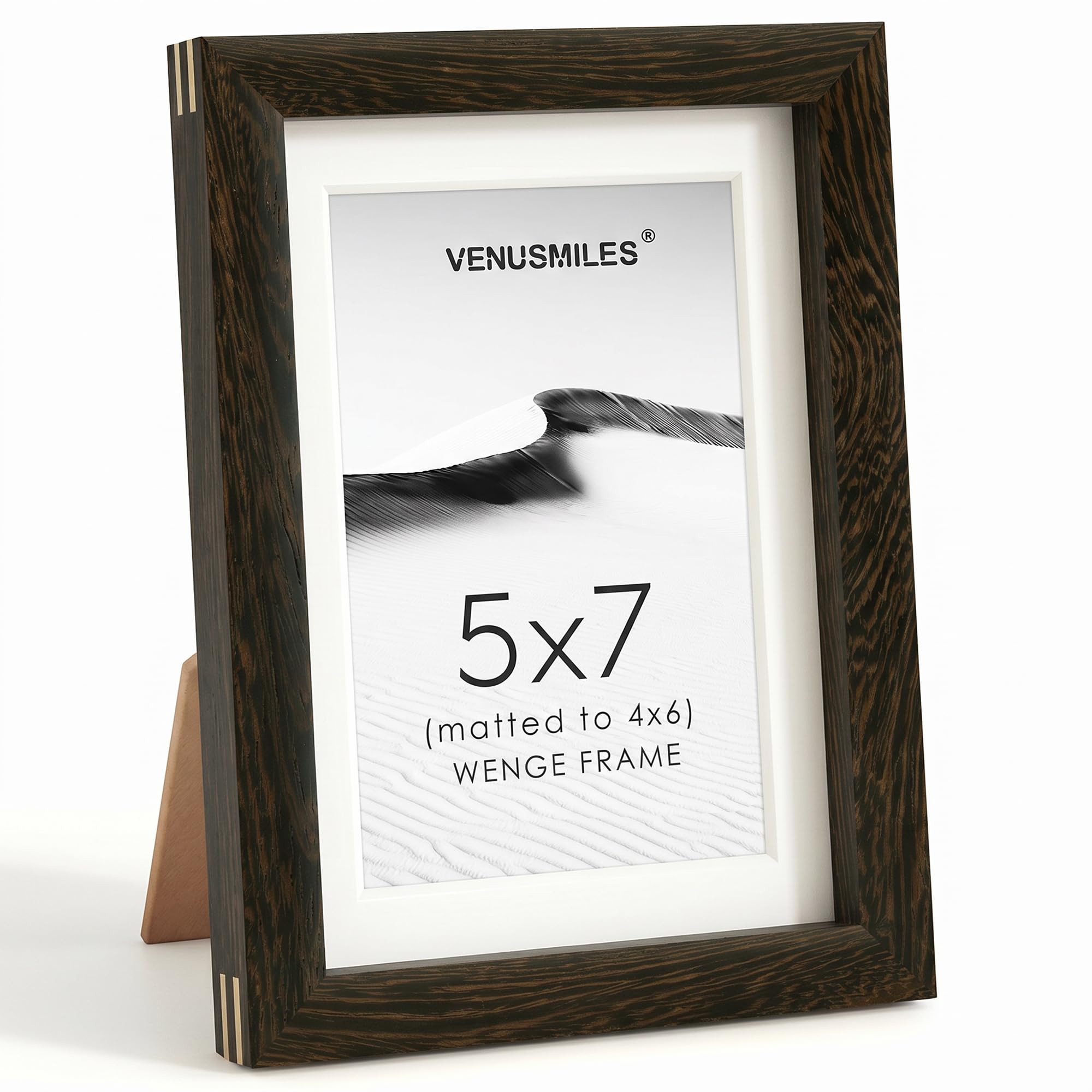 5x7 Picture Frame, USA-Sourced Natural Wenge Wood Photo Collage Frame
