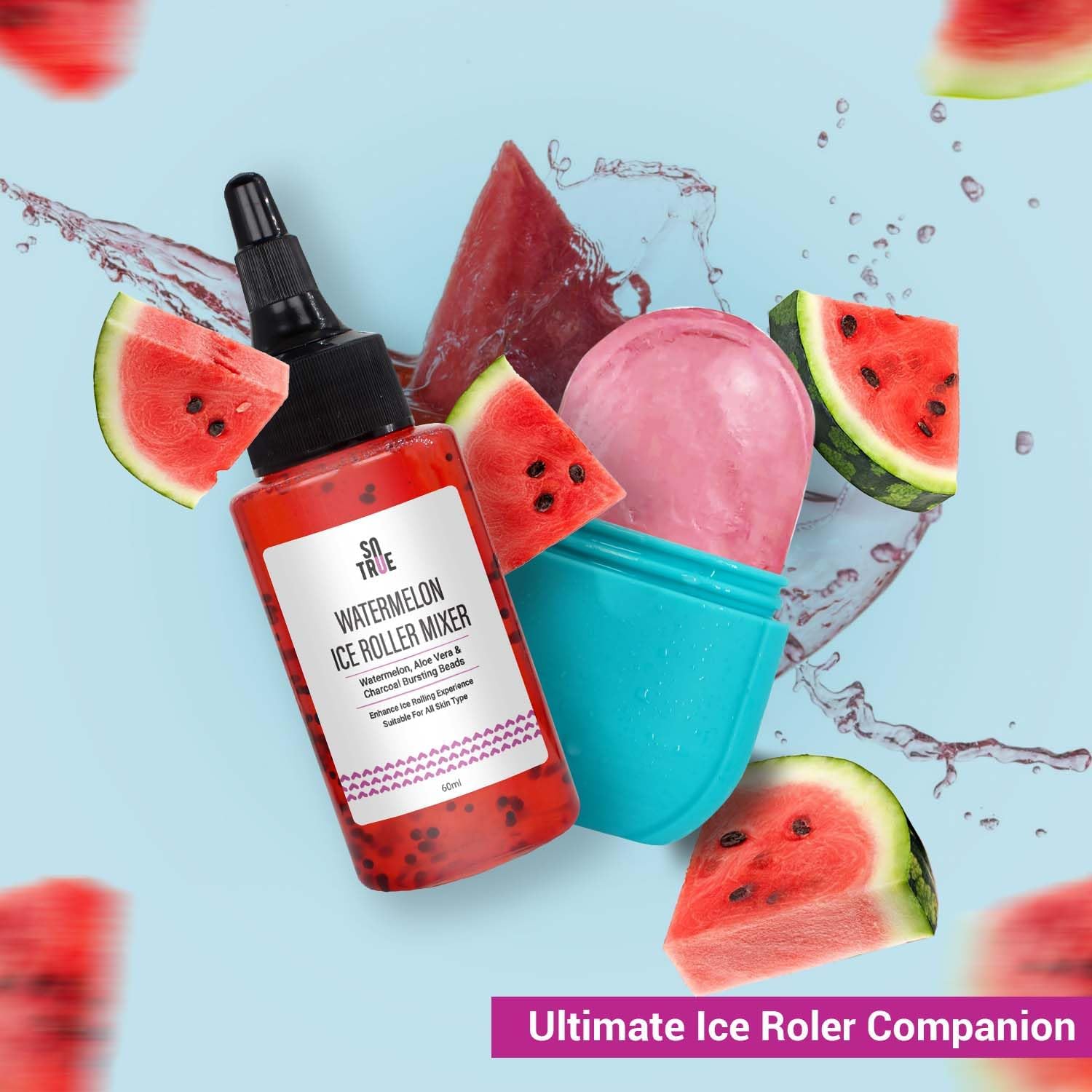 SOTRUE Ice Roller for Face, Neck and Body | for Puffy Eyes, Easy to Use and Carry | Unbreakable and Reusable | Glowing and Clear Skin