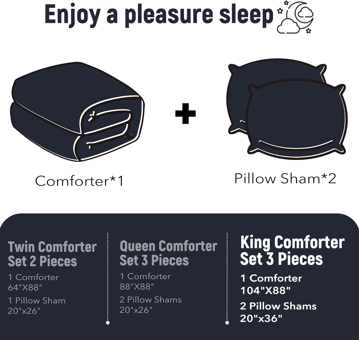 downluxe Ultra-Soft Micromink Sherpa King Size Comforter Set with 2 Pillow Shams - 3-Piece Set - Navy - Plush Warm Fall Winter Blanket & Bedding Comforter Sets - Image 6