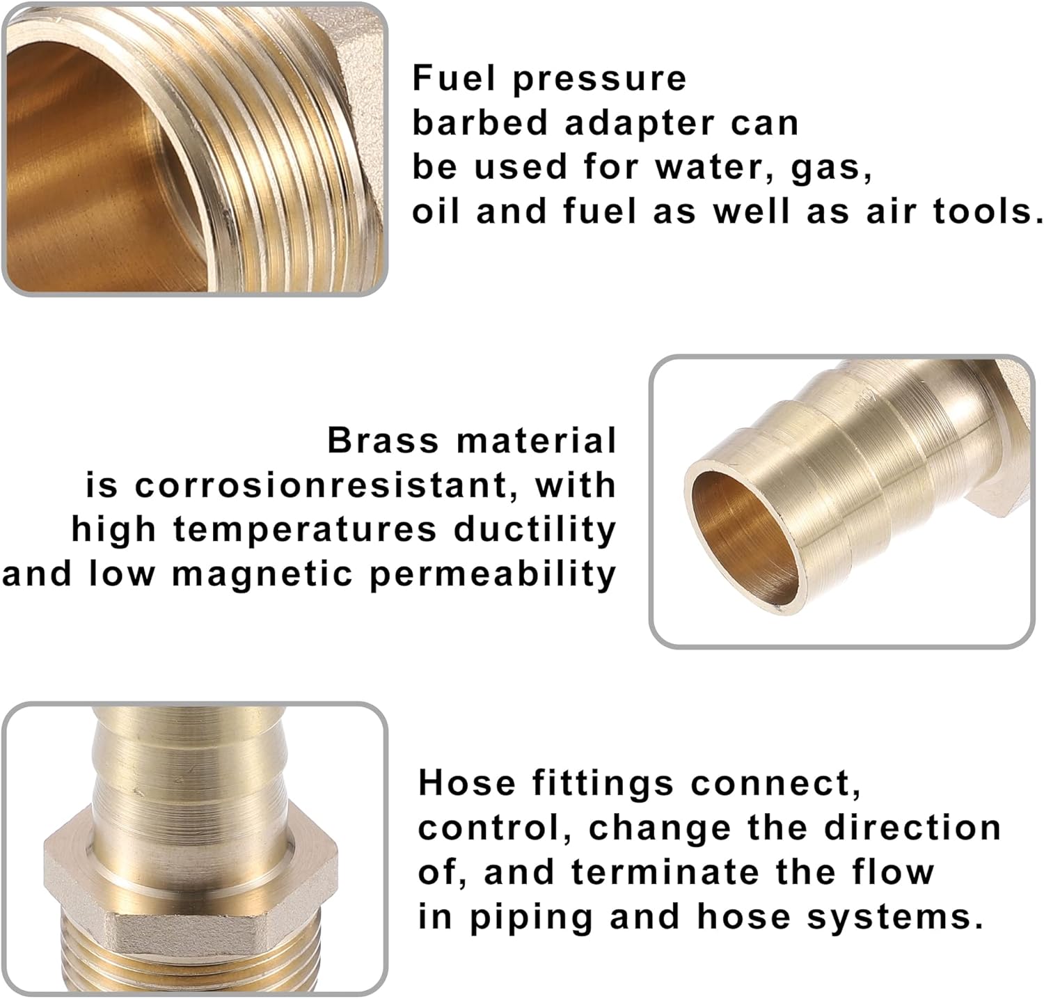X AUTOHAUX 2 Pcs 19mm Outer Diameter Barbed to 3/4" BSP Hose Barb Tail Male Thread Adapter Brass Hose Socket Compression Fittings