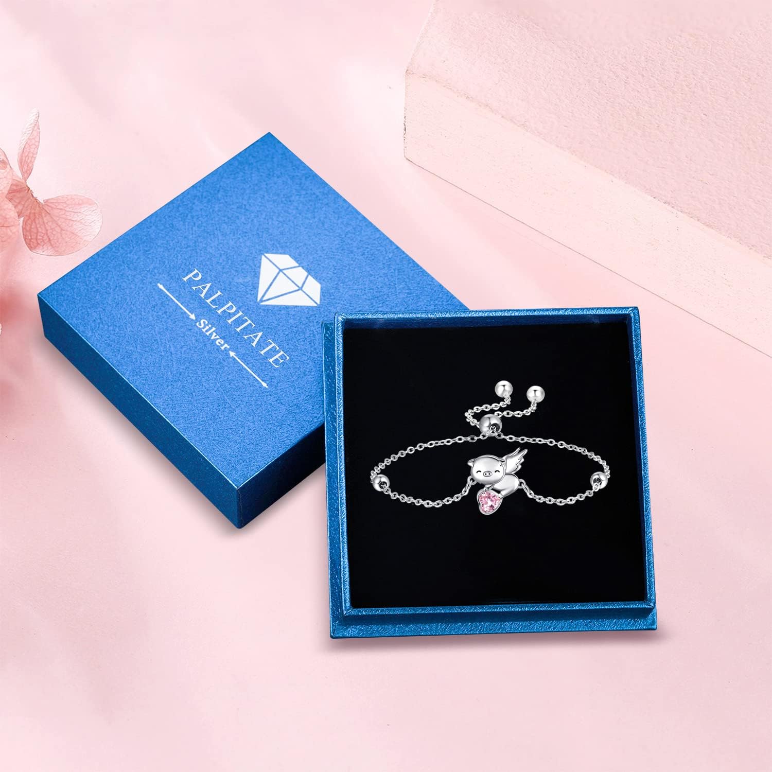 Palpitate Pig Bracelet Pig Gifts for Pig Lovers Women Flying Pig Bracelet for Women Sterling Silver Pink Pig Bracelet Pig Jewelry - Image 6