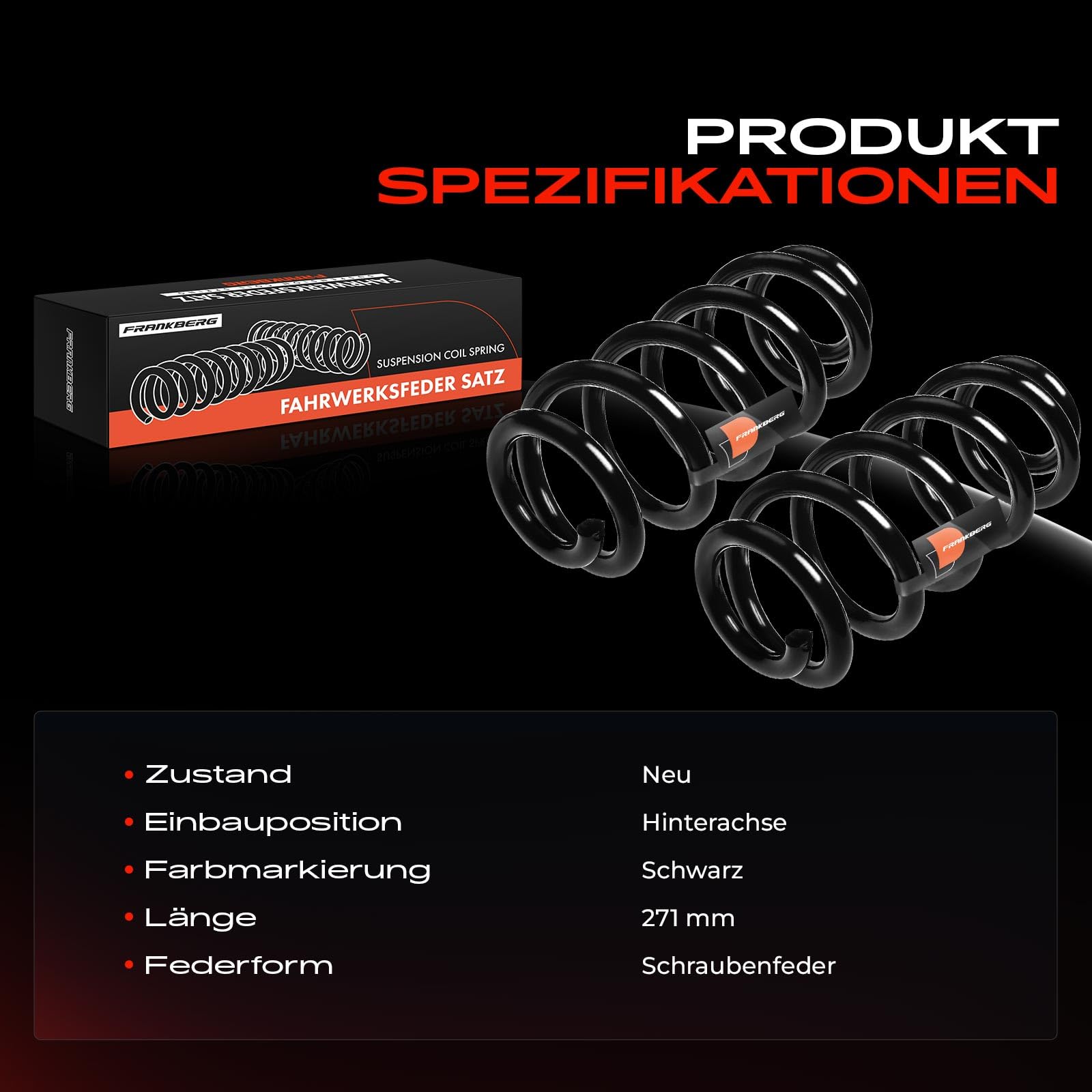 Frankberg 2 muelles de suspensión para eje trasero 1K0511115GG | Compatible con: A3 8P1, A3 Sportback 8PA