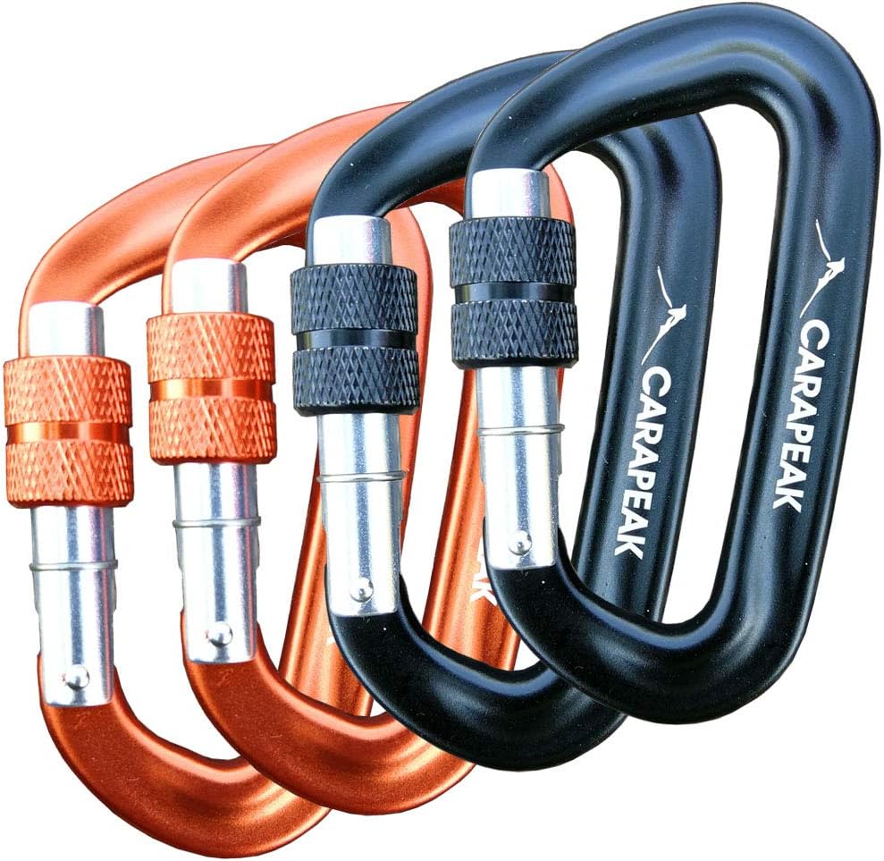 12kN Heavy Duty Small D Shape Aluminium Carabiners, Lightweight Wiregate Nonlocking or Screwgate Locking Caribeaner Clip for Hammock, Keychain, Camping, Hiking & Backpack, 2 4 5 6 8 10 Pack