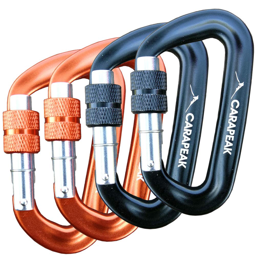 12kN Heavy Duty Small D Shape Aluminium Carabiners, Lightweight Wiregate Nonlocking or Screwgate Locking Caribeaner Clip for Hammock, Keychain, Camping, Hiking & Backpack, 2 4 5 6 8 10 Pack