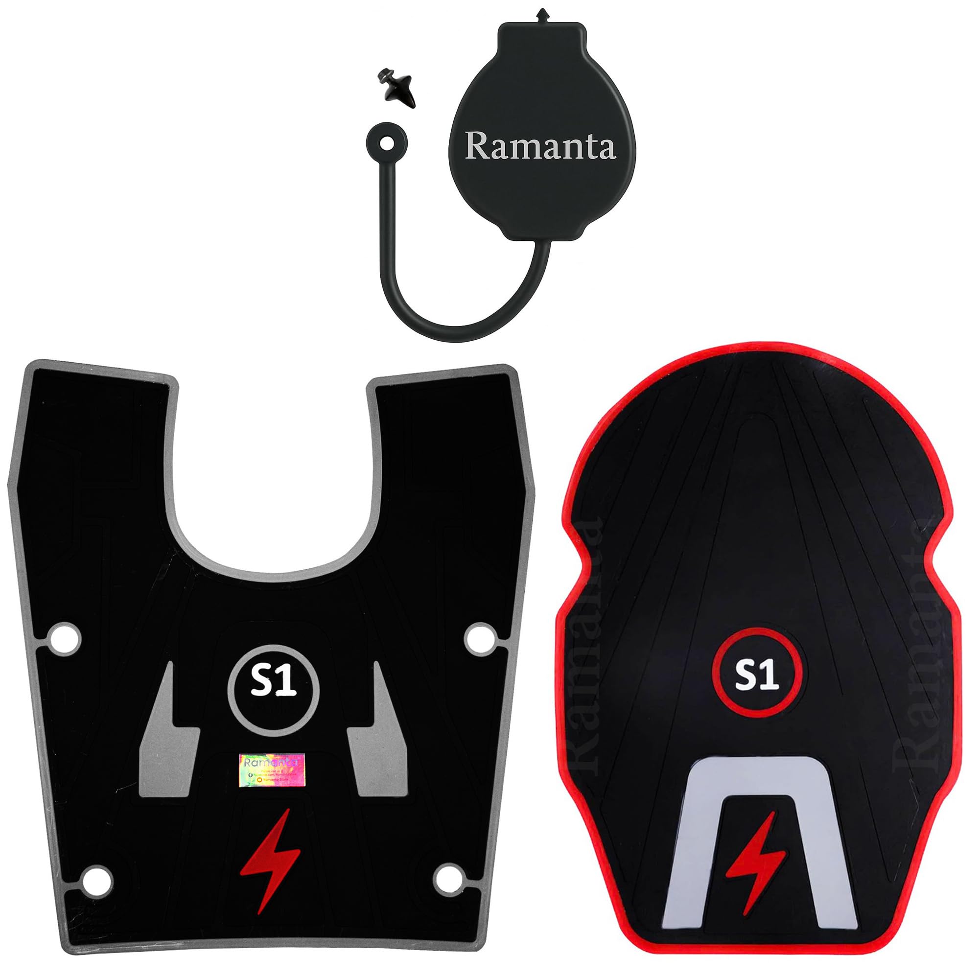 Ramanta O.l.a S1 Foot Mat, Dicky Mat & Charging Cap Anti Slip PVC Rubber Footmat/Washable Floormat Compatible with S1 Pro 2nd Gen, S1 Air & S1 X (All New Model of 2024) (Black, Gray & Red - 3 PCs)-image-15